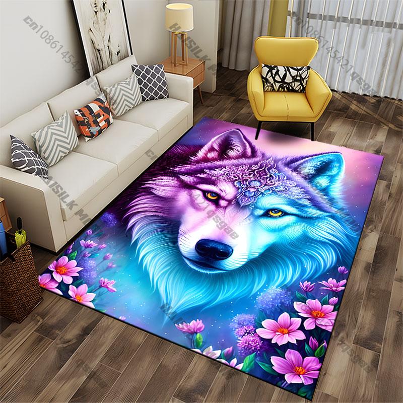 Mystical wolf nature elegance carpet Yoga living room room decor children's crawling mat doormat area rug games mat