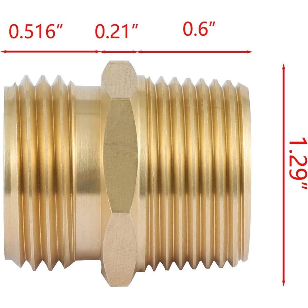 Brass Pipe Hex Nipple Fitting 3/4GHT X 3/4NPT Male Thread Quick Adapter Coupler Connector for Water Oil Gas