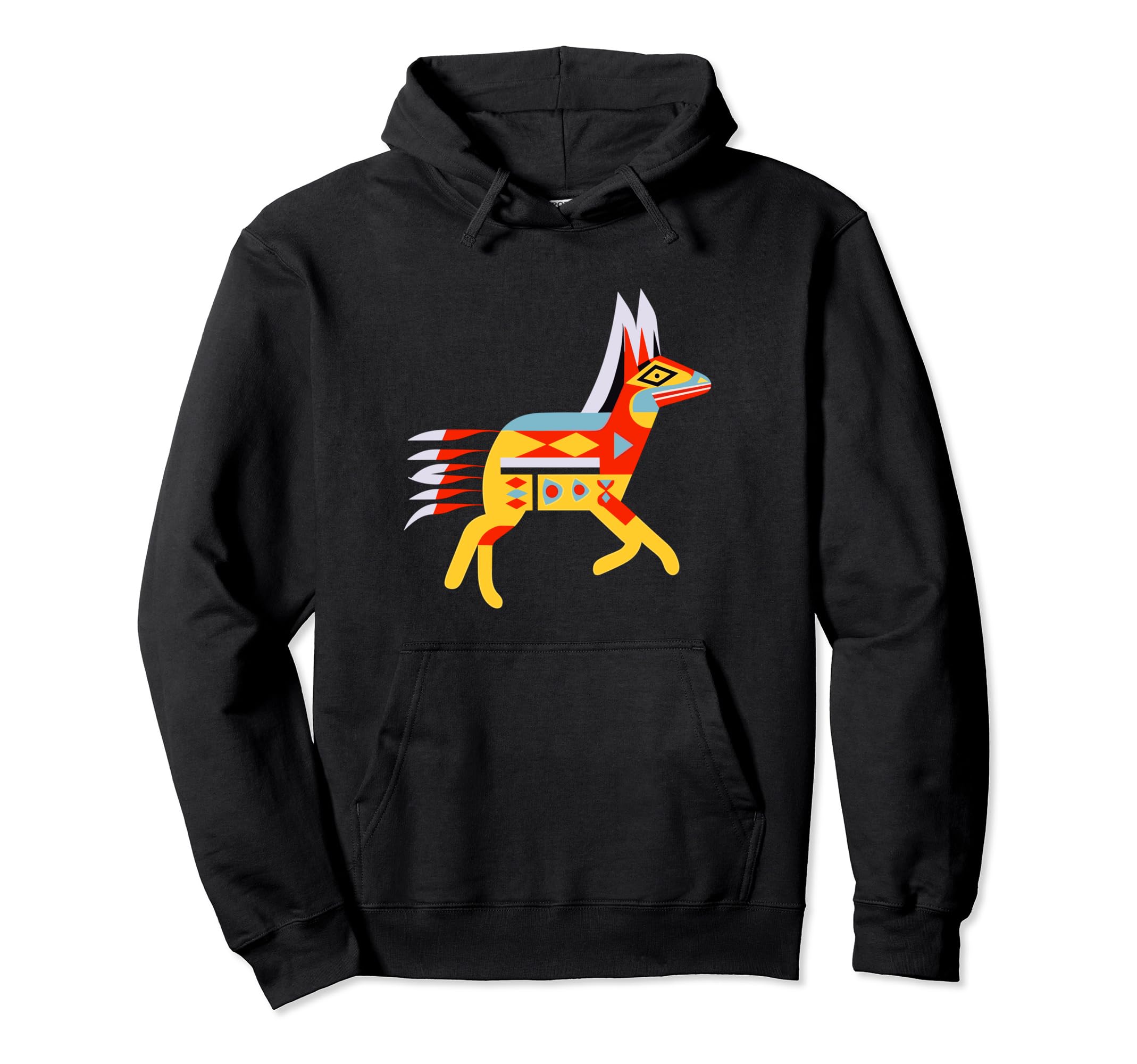 Pacific Northwest Coastal Art Native American Running Wolf Hoodie чёрный