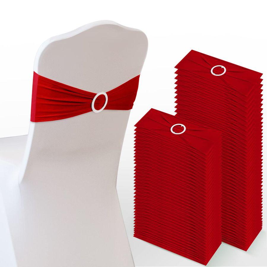 

80 Pcs Spandex Chair Sashes, Stretch Ties Bows with Buckle Slider Elastic Bows Chair Cover Bands for Wedding Party Universal Rec армія зелений колір