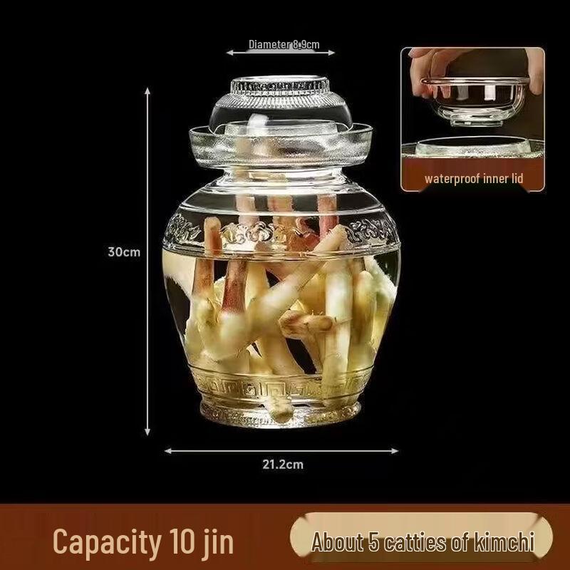Sealed Thickened Glass Pickling Jar with Inner Lid