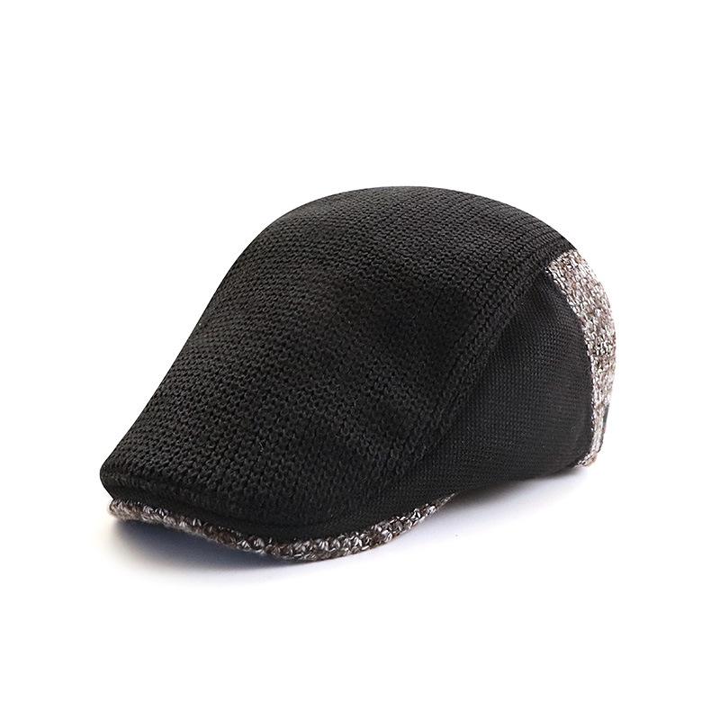 New Art-Deco Retro Casual Knitted Baseball Cap: British-Style Unisex Patchwork Colour-Blocking Cap with Ventilation adjustable чёрный