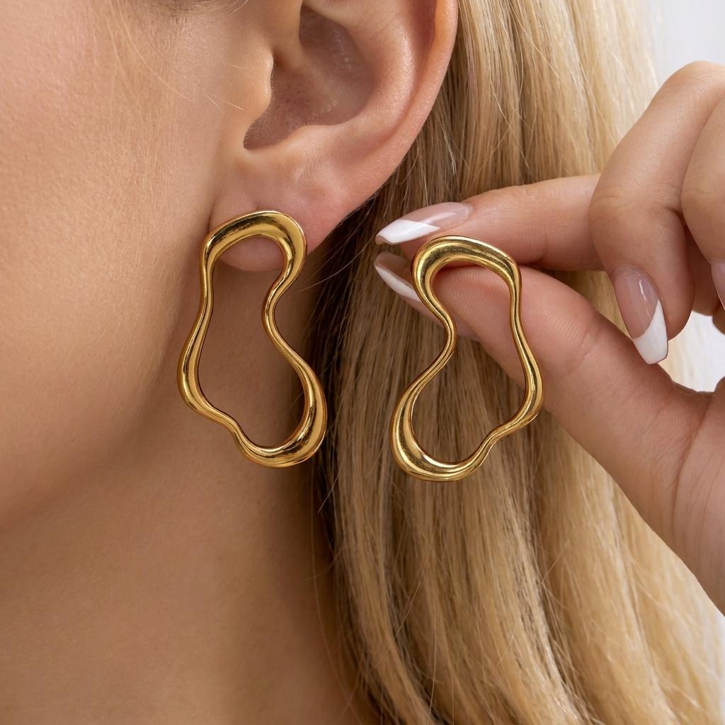 Minimalist Metal Irregular Hollow Pendant Earrings For Women Vintage Punk Stainless Steel Geometric Earring Party Jewelry Gifts