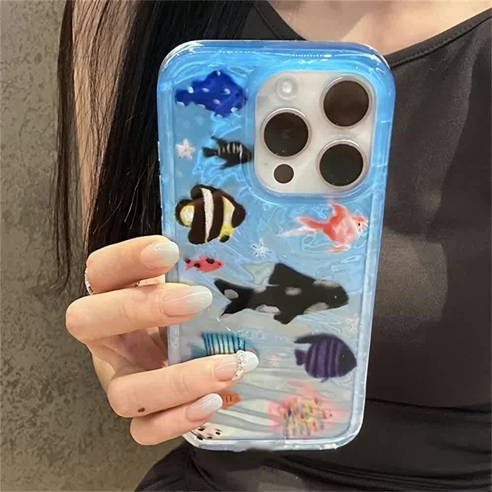 

HOT Fish s Roaming Paradise Phone Case for Samsung Galaxy S26 S25 S24 S23 S22 S21 FE Ultra Plus 4G 5G Feather Texture Back Cover Samsung S21 Plus 5G