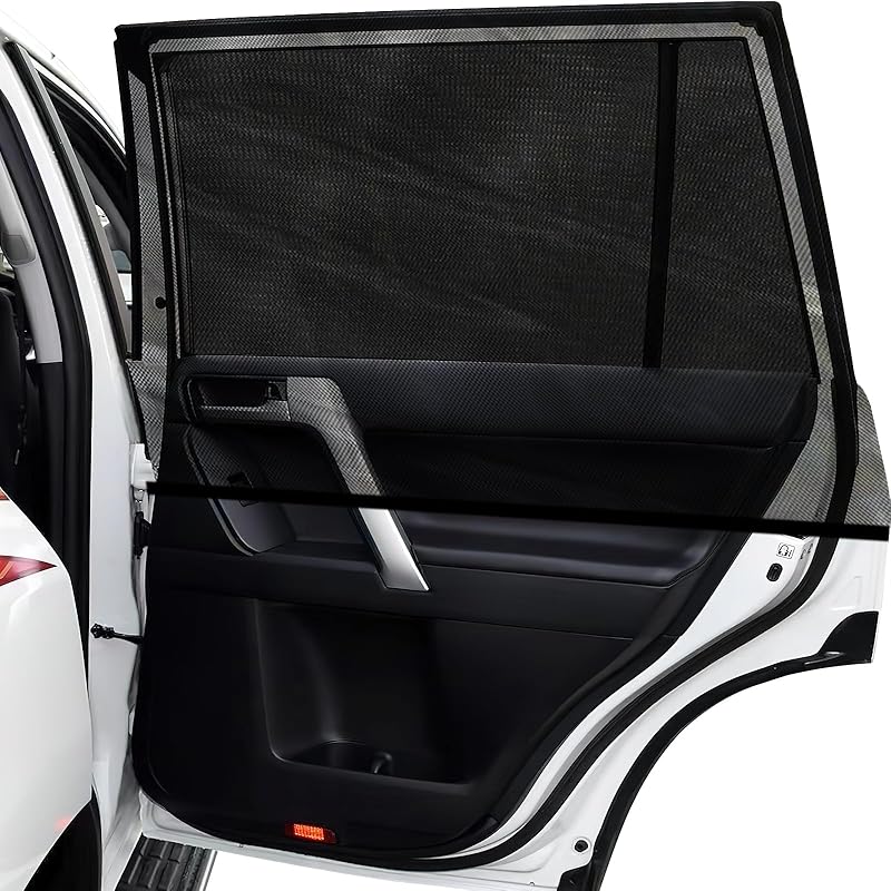 Car Window Shades, 2 Pack Breathable Mesh Car Side Back Window Sun Shades, Stretchy Window Screen For Baby Family Pet UV Protection, Window Covers