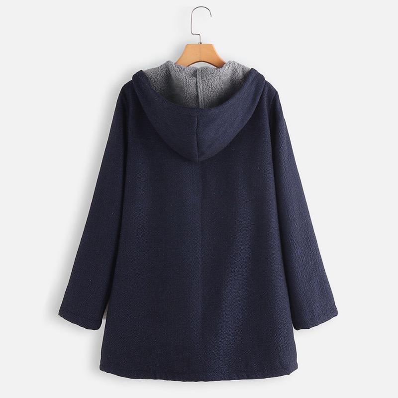 Women's Fashion Autumn/Winter Hooded Reversible Fleece Sweatshirt Jacket Cotton Padded Thick Hooded Women's Coat