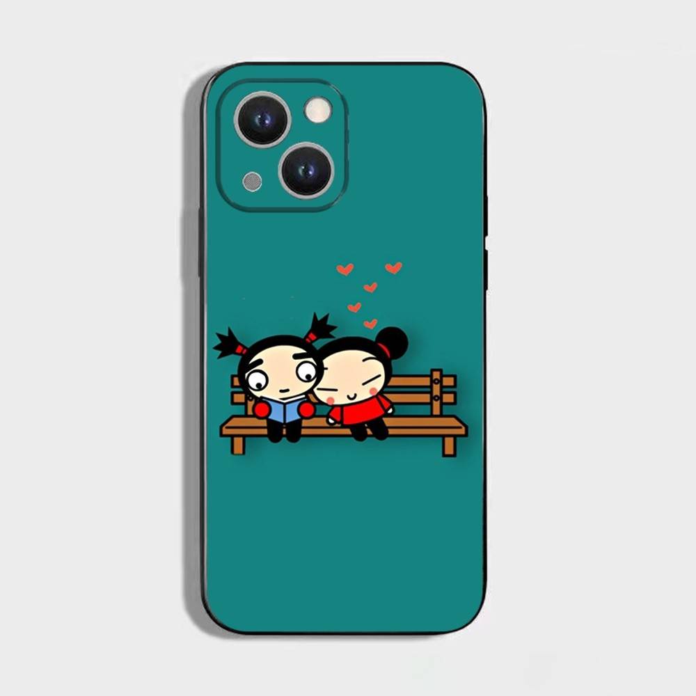 P-Pucca-as Cartoon G-Garu-us Phone Case For iPhone 16,15,14,13,12,11 Plus,Pro Max,XS,X,XR,SE,Mini,8,7,Soft Silicone Black Cover