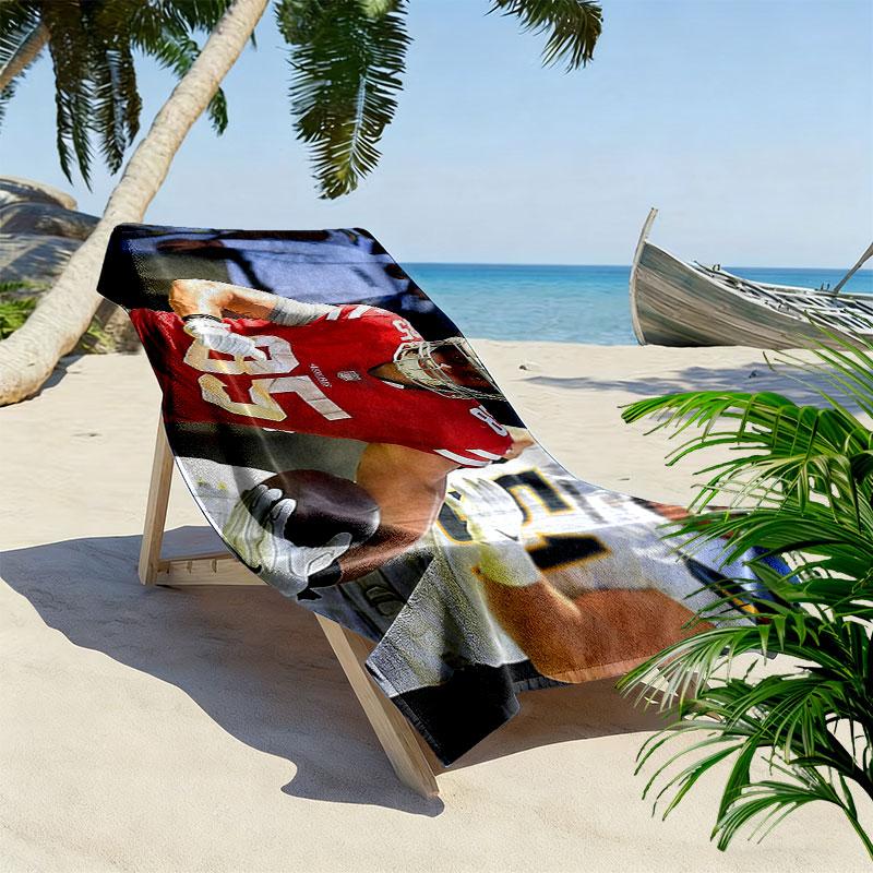 George Kittle Print Beach Towel, Large Soft Quick Dry Towel for Beach Camping Swimming