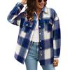 Women's Checkered Button Long Sleeved Loose Casual Shirt Jacket