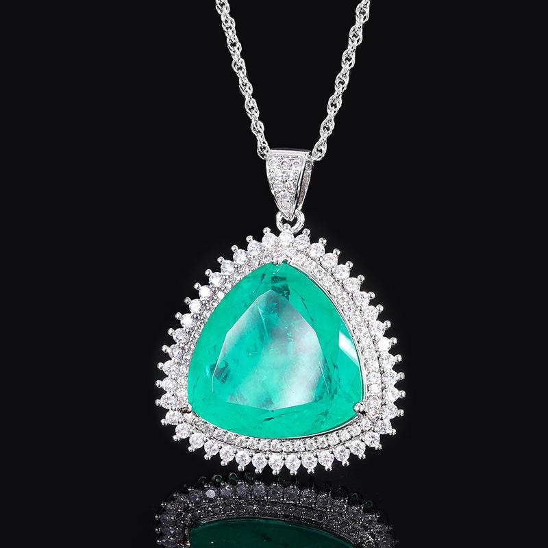 Huabi Jewelry European and American Fashion Simulation Color Treasure Women's Sweater Chain Pendant Main Stone 23 * 23