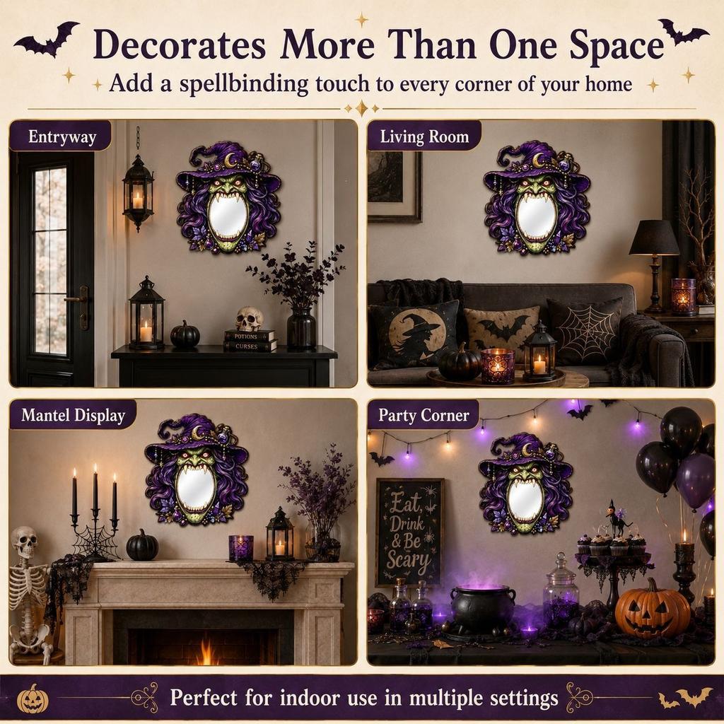 Halloween Witch Magic Mirror Decoration Lightweight Easy to Hang Mystical Magic Decor for Home Party