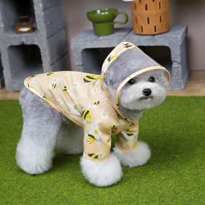 Impermeabile per Cani Stampa Cartone Animato con Cappuccio Giacca da Pioggia per Cani con Anello per Guinzaglio per Cani Piccoli Poncho Impermeabile per Animali Domestici con 2 Zampe