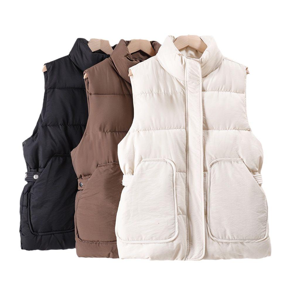 Thickened hand stuffed cotton vest women's short outer wear autumn and winter new Korean version loose versatile vest jacket women