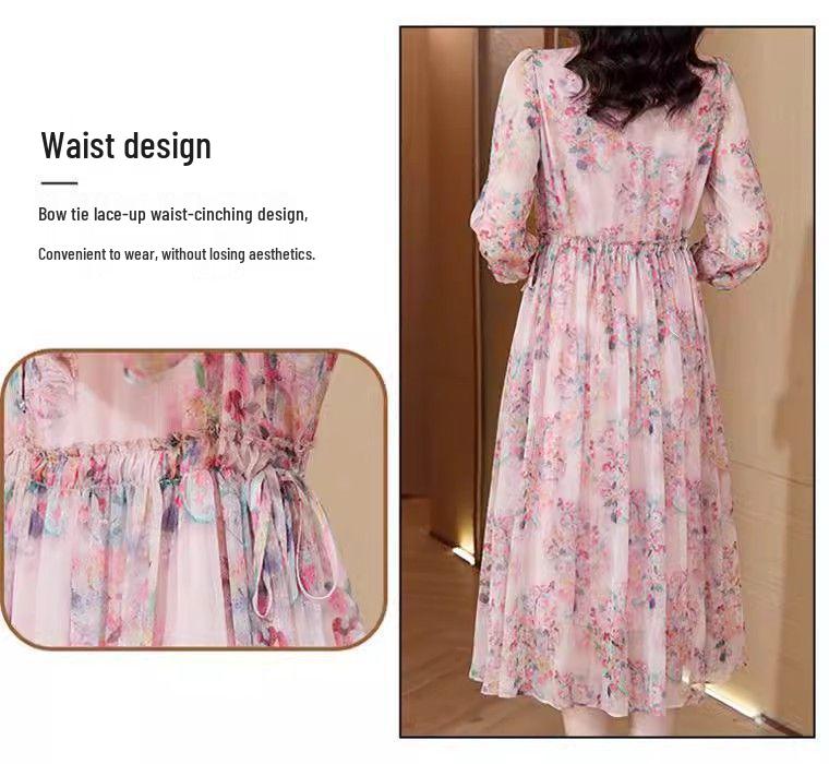 Elegant Wide-Waisted Floral Dress for Women - Slimming Summer 2026 Tummy-Concealing Skirt