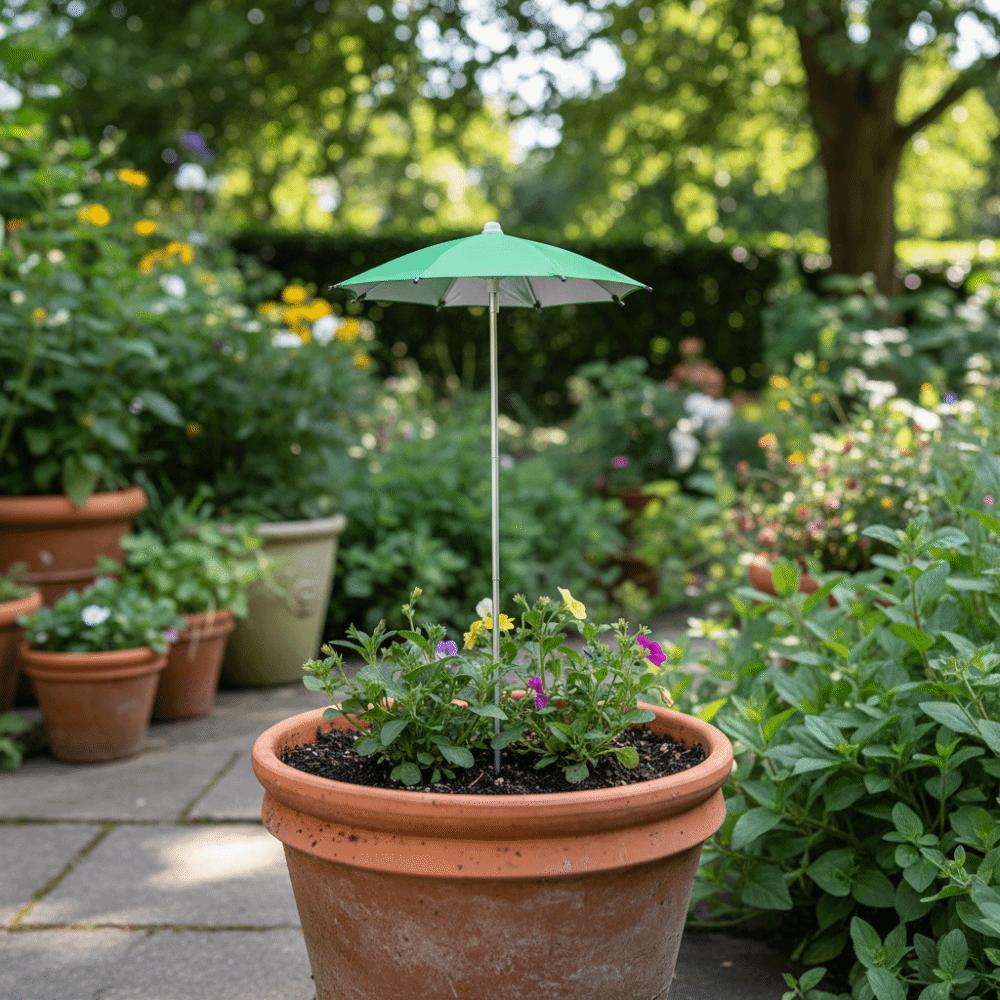 Waterproof Plant Umbrella Stainless Steel Umbrella Ground Stake Plants Shade Cover  Plant