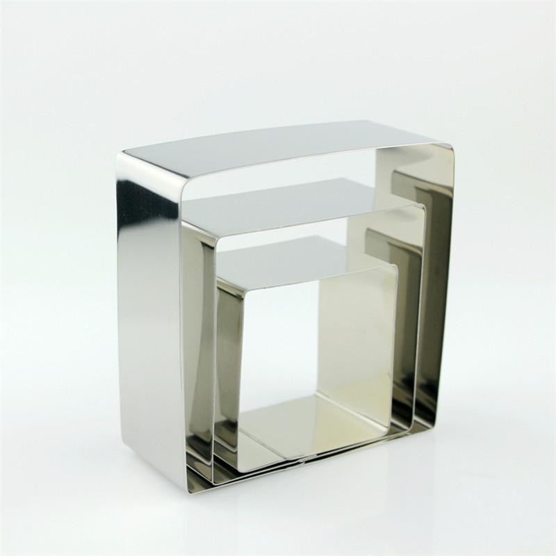 3-Piece Thickened Stainless Steel Square Mousse Cake Ring Set for DIY Baking