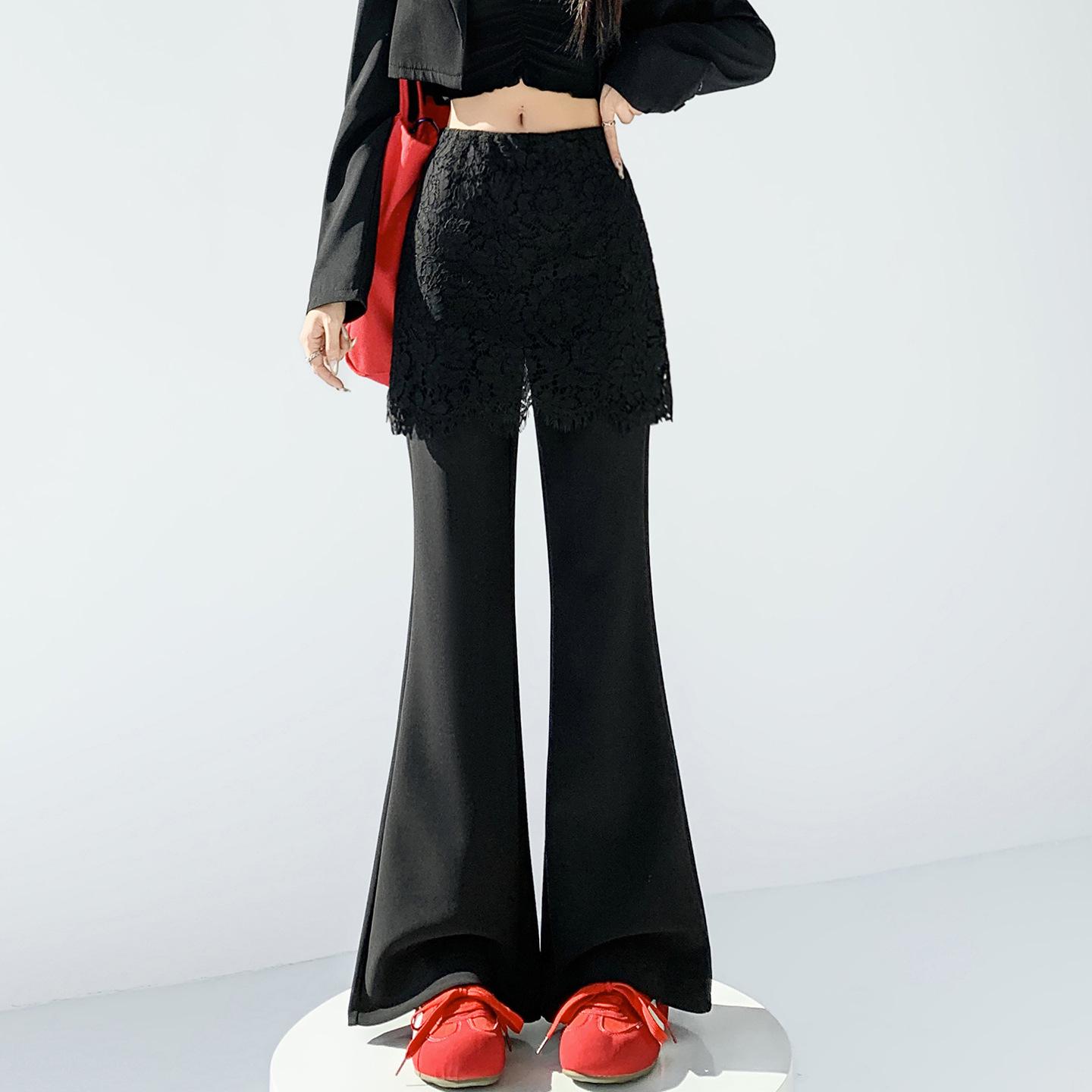 Lace Butt Curtain Slim-Fit High-Waist Micro-Flare Pants - Women s Spring 2026 Fashion M