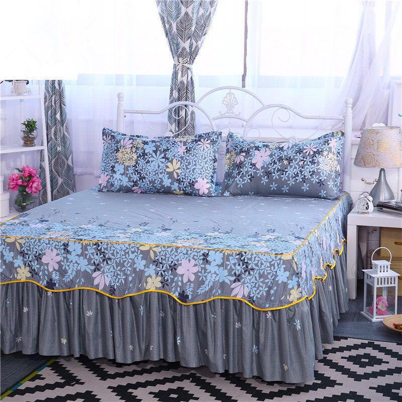 

3 шт., модное покрывало с цветочным принтом, матовая шлифовальная юбка для кровати размера «king-size», мягкий удобный двухслойный чехол для кровати 150x200cm