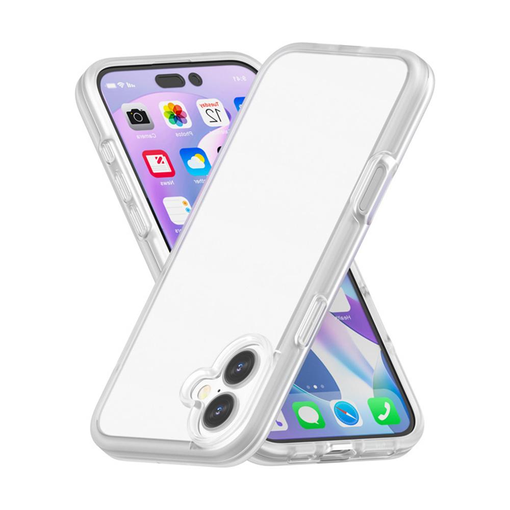 For iPhone 16 Case TPU+PC Matte Translucent Phone Back Cover