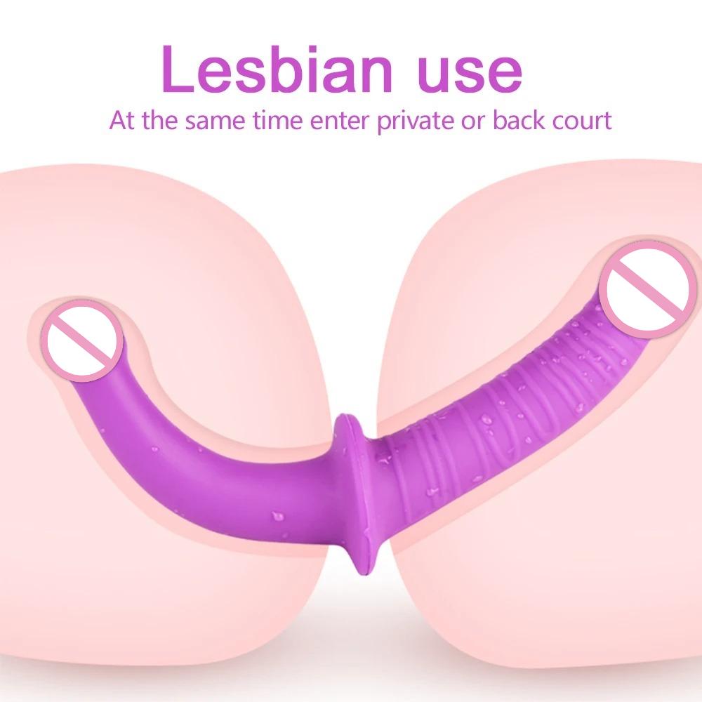 Strap On Double Dildo Clitoris Stimulator Anus Vagina Massage G Spot Dildo Penis Strapless Strapon Sex Toys for Lesbian Women