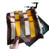 Spring new yellow-green plaid mulberry silk scarf women's fashion versatile plain crepe satin silk small square scarf scarf