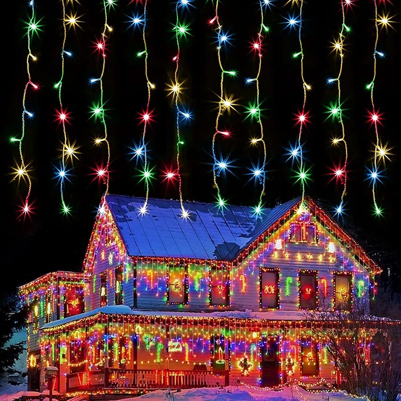 kemooie 400 светодиодных уличных гирлянд-штор, 8 м x 1 м, гирлянды-шторы с 8 режимами свечения для церемоний в помещении, дня рождения, рождественской вечеринки разноцветный