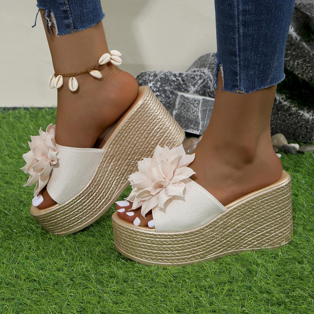 Fashion Womens Sandals Summer Open-toe High-heeled Sandals Wedges Platform Sandalias Flower Design Women Sandals Sandalias Mujer