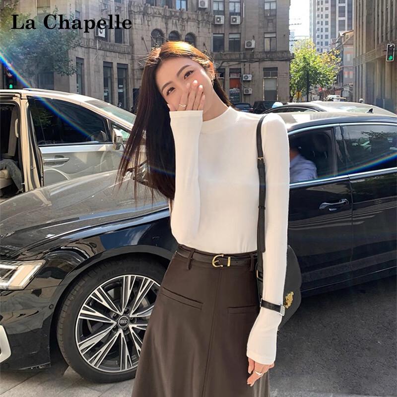 La Chapelle Women's Mock Neck Slim Fit Knit Top