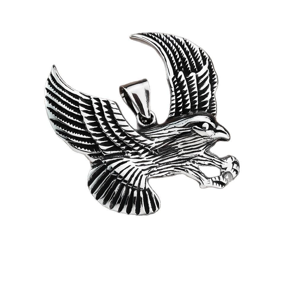 Men's Retro Eagle Wing Pendant Necklace - Stainless Steel