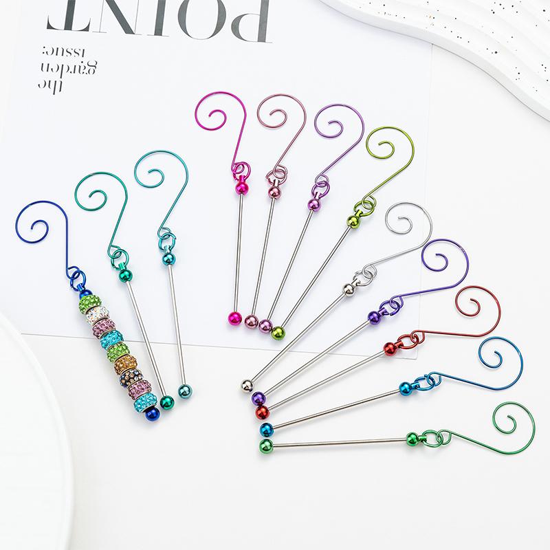 Beadable Metal Christmas Hangers For Crafting And Tree Decoration Colorful Hanging Hook Craft Accessories
