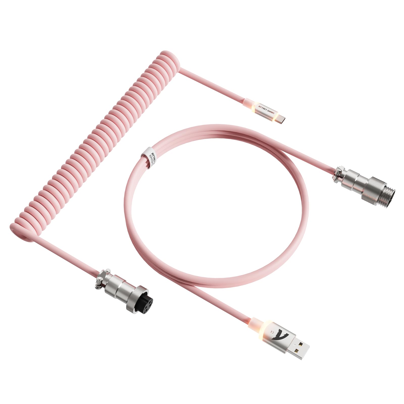 

ATTACK SHARK C01ULTRA RGB Оптический витой кабель с USB 8 кГц частотой опроса для зарядки и передачи данных, авиационный, прочный металлический, с уменьшенным сигналом, RGB-подсветкой для профессионалов розовый