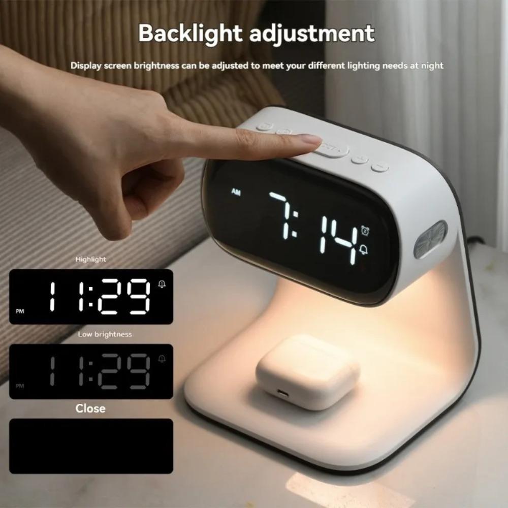 LED Alarm Clock with Night Light Wireless Charging Snooze Mode for Living Room and Bedside Decor Multi-functional Clock Gifts