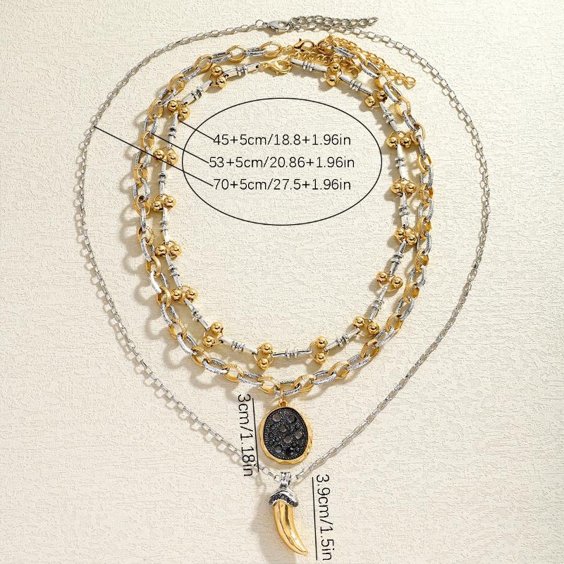 Creative Multilayer Beads Pendant Necklace For Women Men Round Coin Drop Jewelry Gift