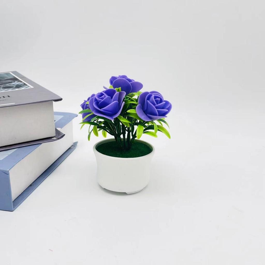 Small Rose Faux Greenery Three Leg Pot Valentines Gift And Display Tabletop