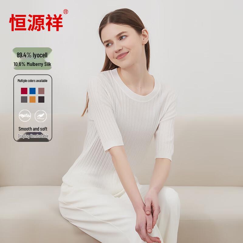 

Hengyuanxiang Women s Silk Blend Twisted Knit T-Shirt 165