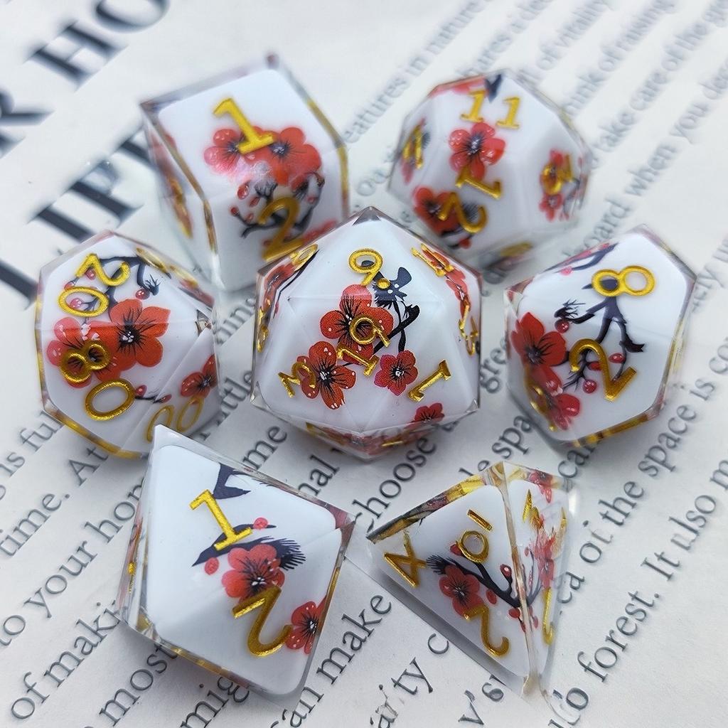 Harz Würfel Scharfes 7-teiliges Set Abziehbild Würfel in Würfeln Sulu Run Dungeons & Dragons Brettspiel D20 Würfel