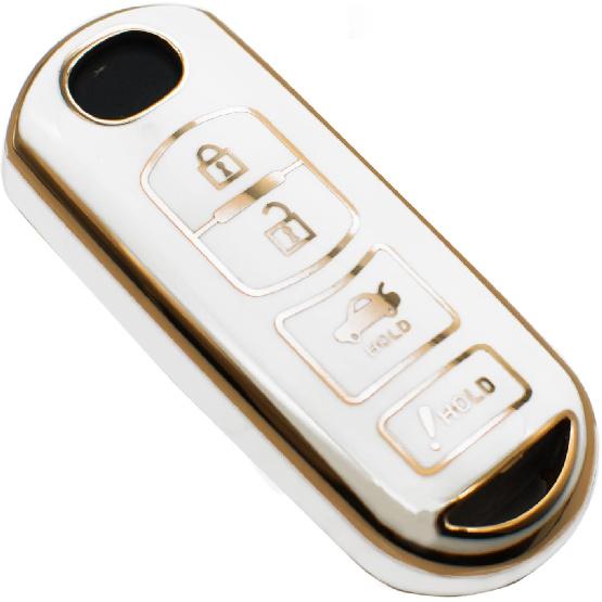 FEYOUN Key Fob Cover Compatible with Mazda 3 6 3 Sport CX-3 CX-5 CX-7 CX-9 MX-5 Miata Toyota Yaris iA Smart 4 Buttons TPU Remote Keyless Key Fob Case