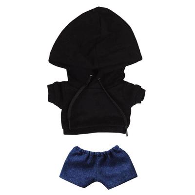 Niannyyhouse Plush Doll Clothes for 20cm Dolls - Hoodie, Jeans, Cotton Doll Clothes, Dress Up (black-2)