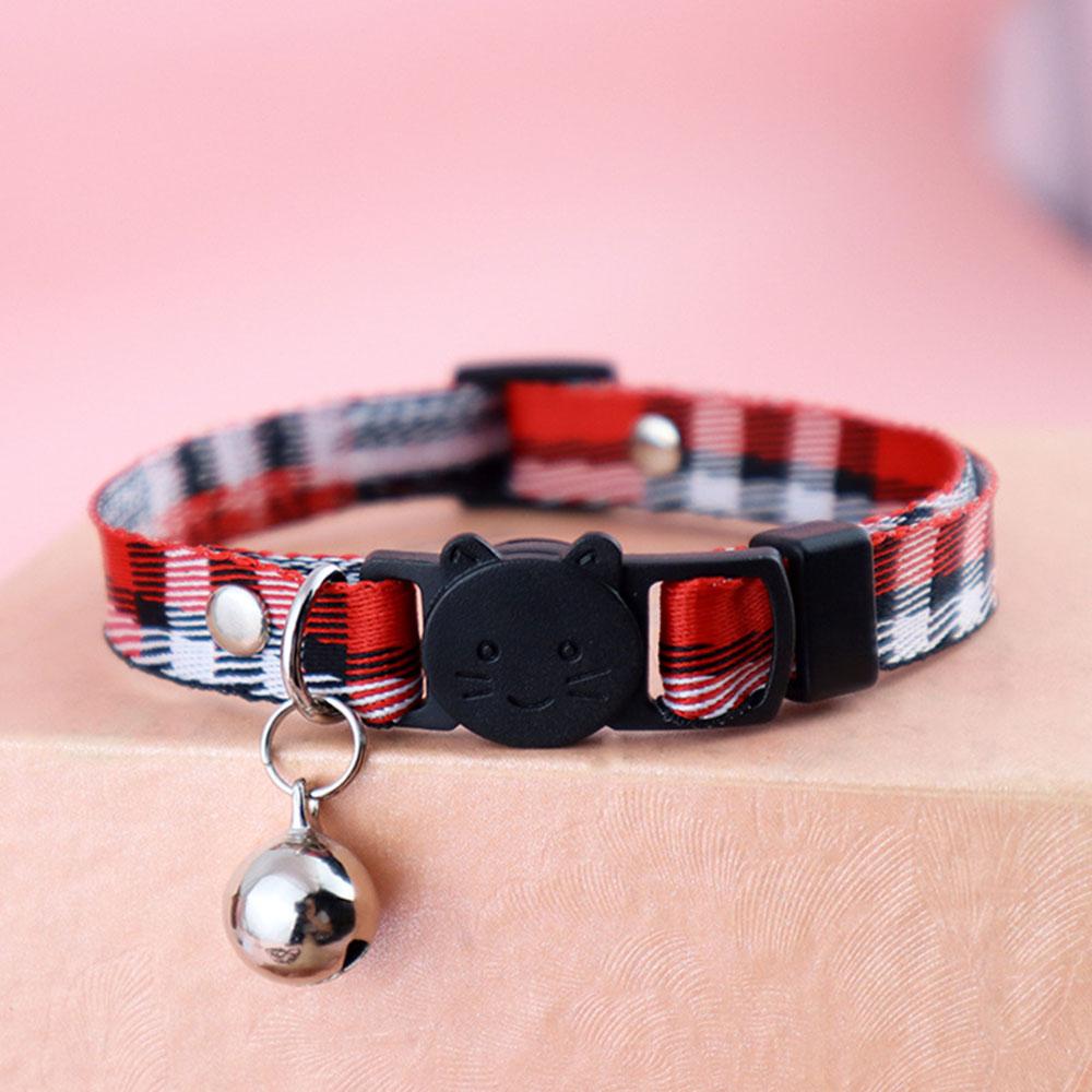 English Style Plaid Cat Collar with Bell & Cat Face Buckle - Pet Supplies Adjustable Cat Neck Strap, Cute Kitty Collar for Cats