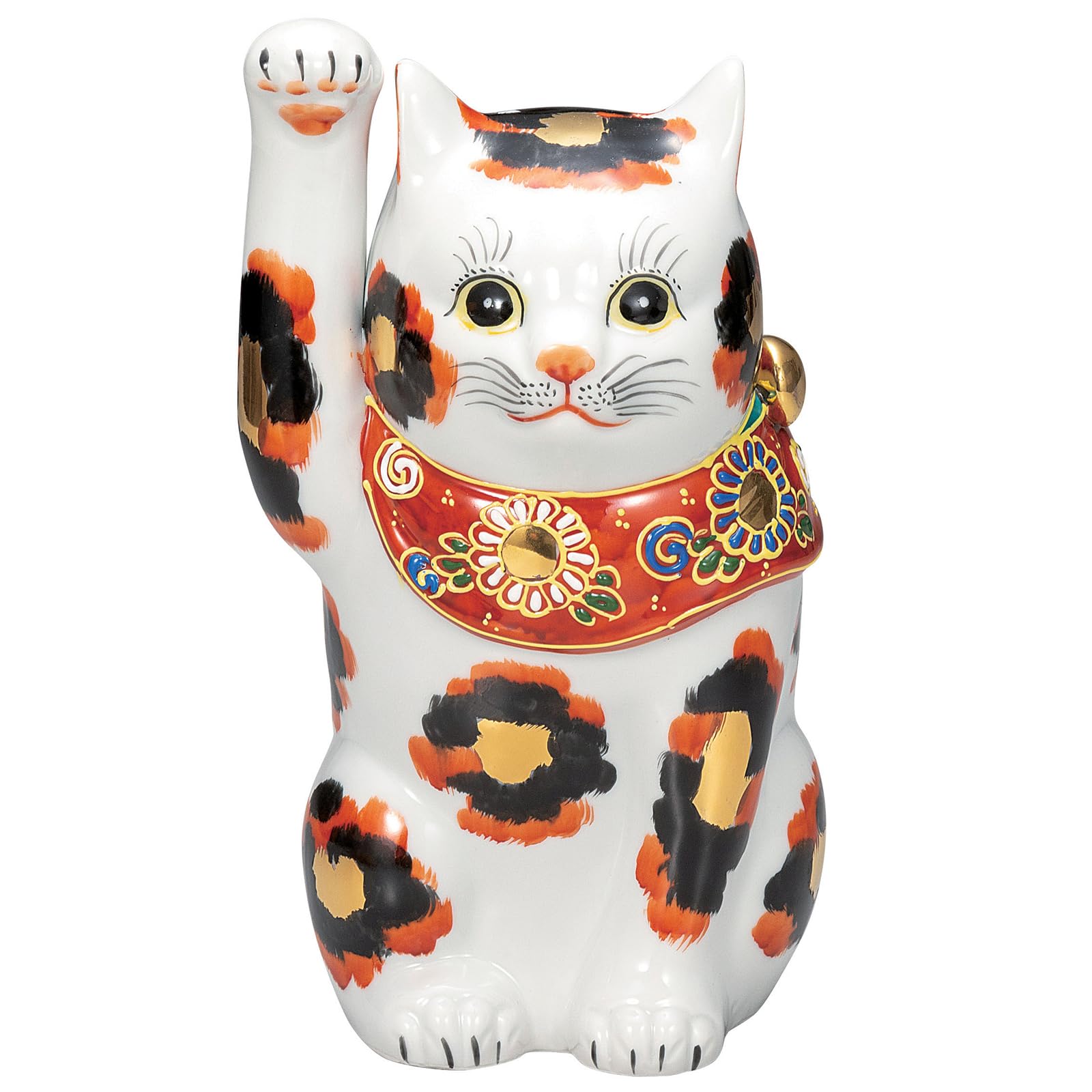 

Kutani Ware Right 23cm Size Gold Celebrating Business Prosperity and Fortune Maneki-neko (Lucky Cat) Figurine, Handed, Tall, 7, Calico, K9-1645, белый