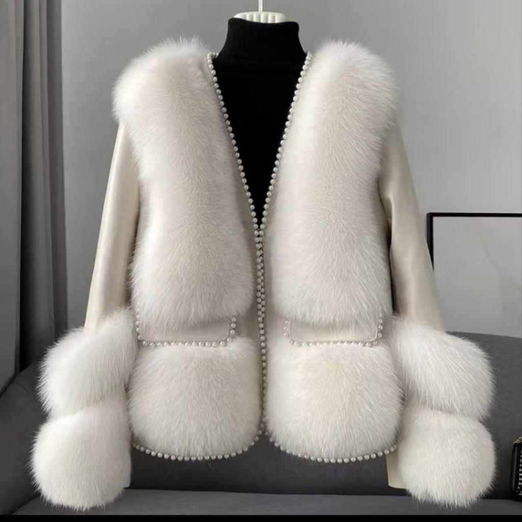 2023 New Design Girls Fashion Fur Outerwearing Clothes Lady Winter Warm White Sleeve Nice Coats Women Cool Size M L XL 3XL #PD34