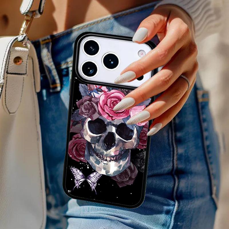 Catrina Beautiful Rose Girl Skull soft Phone Case For iPhone 17 Air 14 15 13 12 Max Cover For Apple 16 16e 11 Pro Max Plus Coque