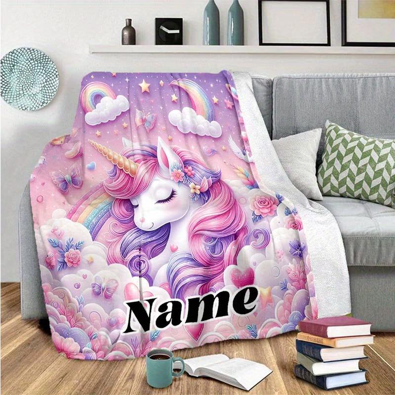 Unicorn Pink Dream Customize Your Name Blanket Warm Comfortable And Soft Blankets Are Suitable For Home Lunch Break Blanket Office Sofa Sofa Gift To