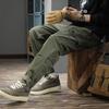 American trendy brand retro functional splicing overalls men's loose straight large size Harlan pants spring pure cotton casual pants