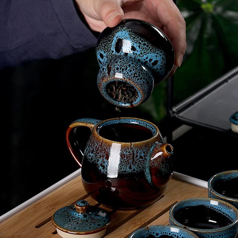 Ceramic goods kiln change portable travel tea set business company gift