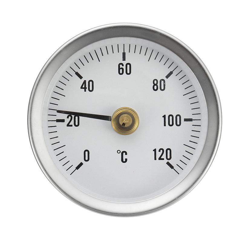 0-120℃ Stainless Steel Clamp-On Tube Thermometer On Tube Heating Spring 63Mm Metal Temperature Temp Gauge Spring Industrial Tool