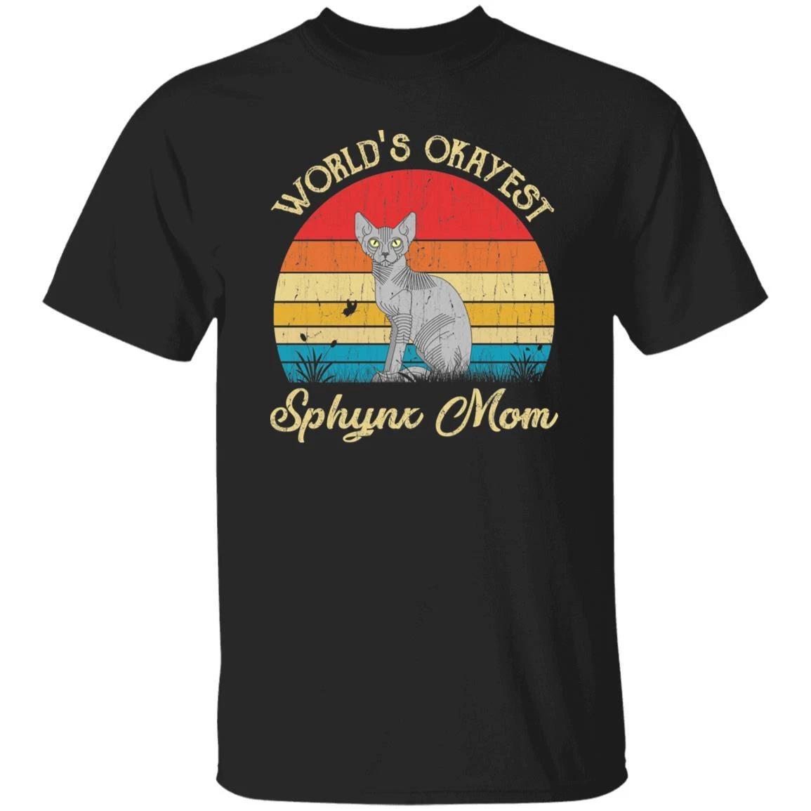World s Okayest Sphynx mom Retro Style Unisex T-shirt Black Navy Dark Heather M