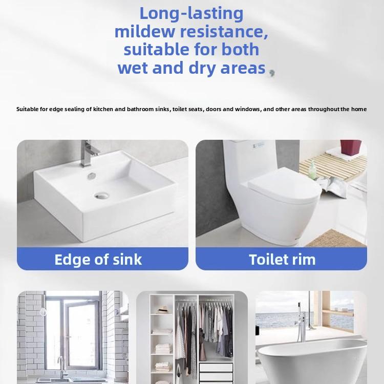 Glass glue waterproof and mildew-proof kitchen and bathroom edge banding silicone strong beauty glue transparent toilet sealing glue
