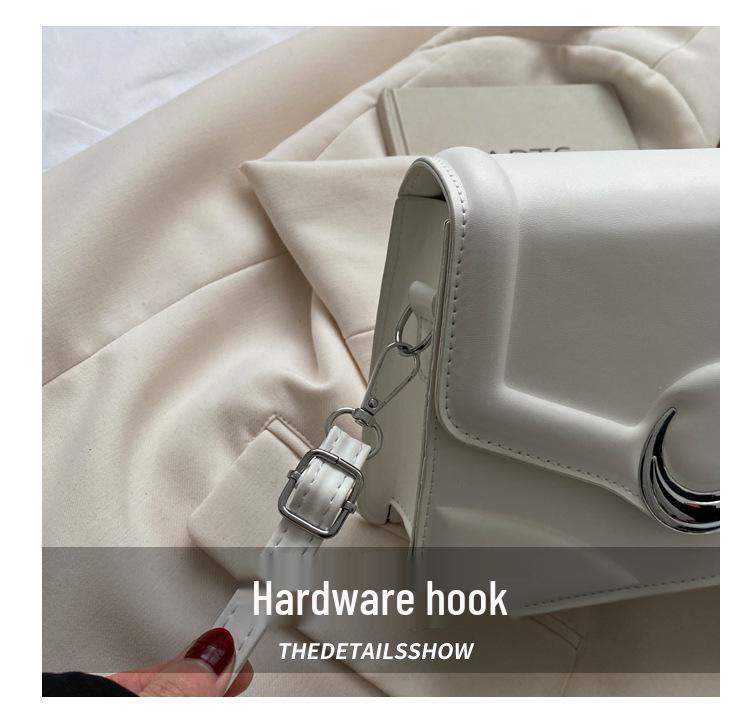 High-Quality Textured Crescent Lock Small Square Shoulder Crossbody Bag for Women - 2023 Trendy & Versatile Commuter Style