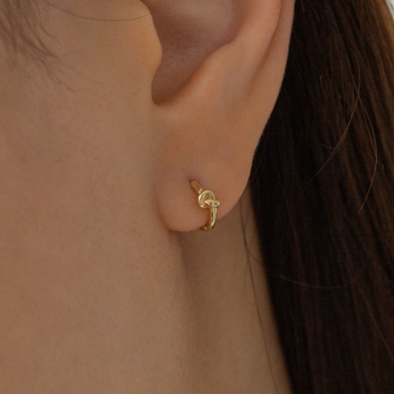 

LUNNE 14k Mini Pretzel One-Touch Ring Earrings (14k Gold) #LFE29 Rose Gold (Individual)